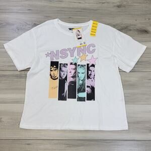 NSYNC T-Shirt Women's Medium White Band Short Sleeve New